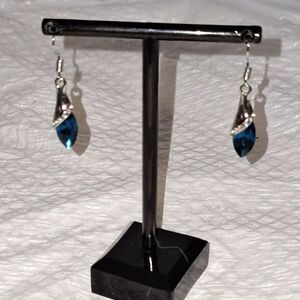 Elegant Women's Dangle Drop Earrings Sapphire Glass Rhinestone Cocktail Party